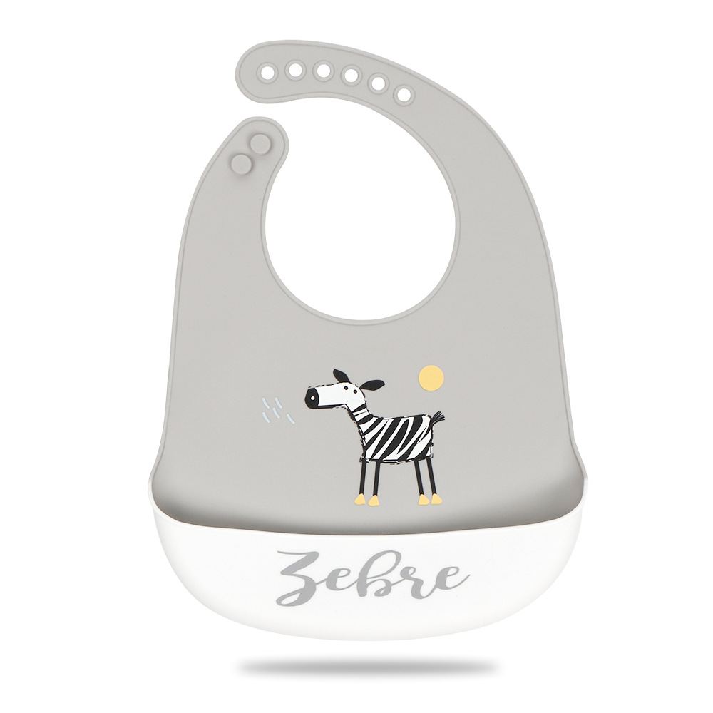 New baby cartoon silicone bib oil-proof not afraid of dirt super soft bib baby food three-dimensional bib wholesale