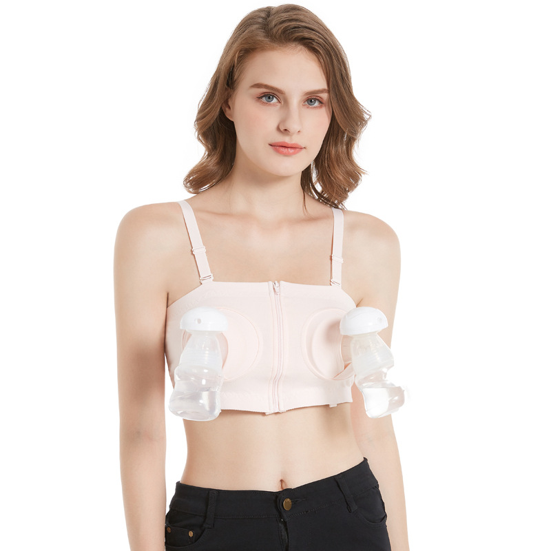 Pregnant women's front zipper hand-free breast pump underwear breast pump suitable for postpartum breast pump bra wholesale without steel ring