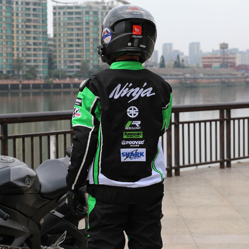 Summer/Winter Motorcycle Riding Suit Men's Bike Suit Racing Suit Anti-fall Knight Suit Jacket Coat Men's Green