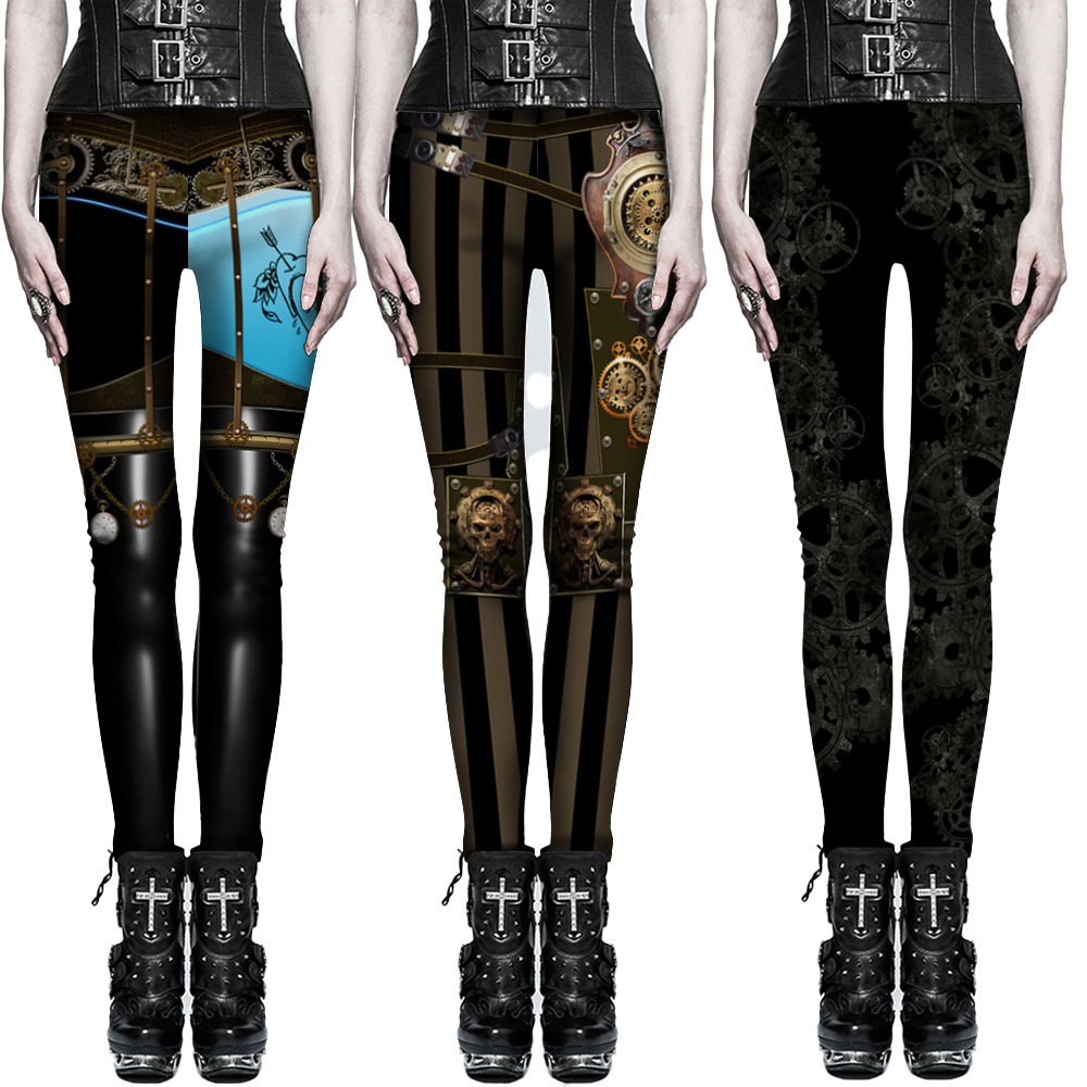 New Steampunk Western Yoga Pants Quick-Drying Base Layer Cross-Border 3D Digital Print Exercise Tight Fitness Pants