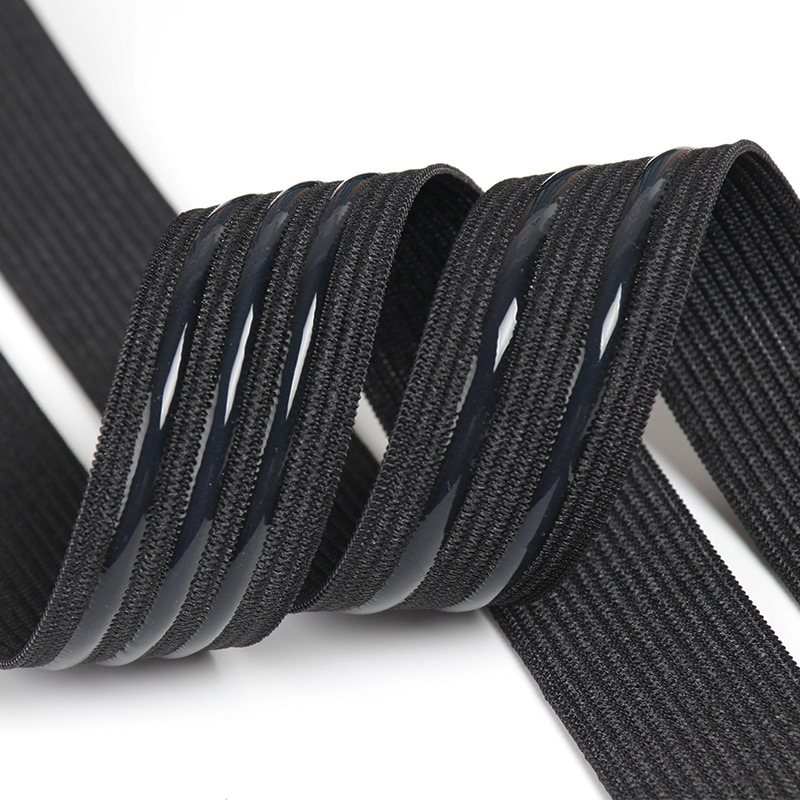 Factory wholesale black and white non-slip elastic band wave silicone 2.5cm non-slip rubber rubber drop glue continuous degumming