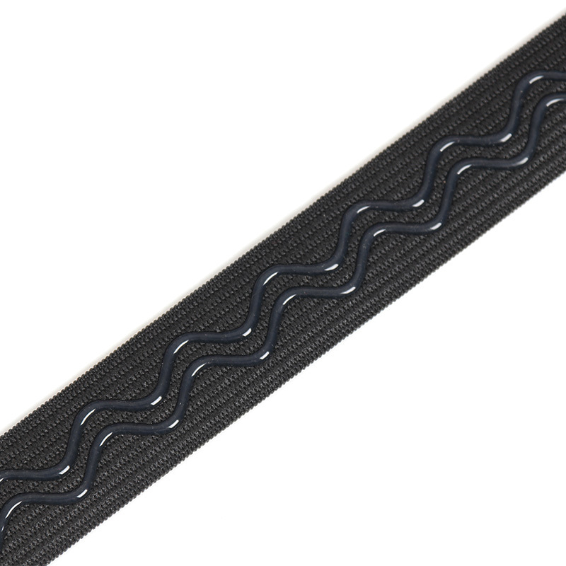 Factory wholesale black and white non-slip elastic band wave silicone 2.5cm non-slip rubber rubber drop glue continuous degumming