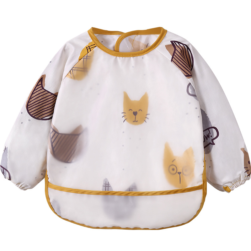 Baby's Dinner Overalls Waterproof Anti-Dirty Little Girl Bib Children's Long-Sleeved Anti-Dressing Autumn and Winter Baby Men's Guard