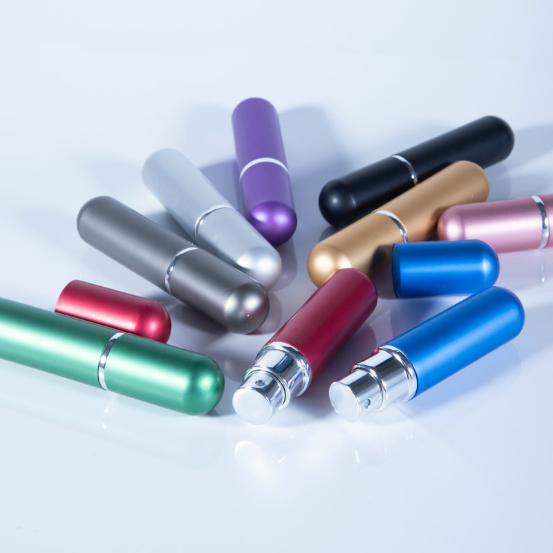 5ml lipstick perfume spray bottle small sample matte round head portable mini anodized aluminum perfume split bottle