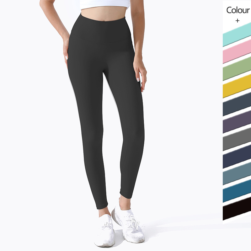 European and American Sports Sanding Naked Nine-point Fitness Pants Women's One-piece Quick-drying Tight High Waist Peach Hip Yoga Pants