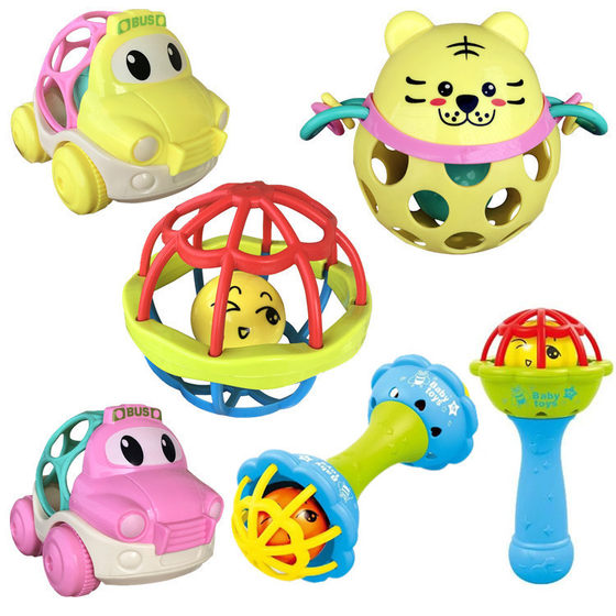 Baby's Hand-held Ball Rattle Fitness Soft Rubber Hand-held Rattle Fish String Tooth Gel Infant 0-1 Years Old Educational Toys Direct Selling