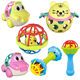 Baby's Hand-held Ball Rattle Fitness Soft Rubber Hand-held Rattle Fish String Tooth Gel Infant 0-1 Years Old Educational Toys Direct Selling
