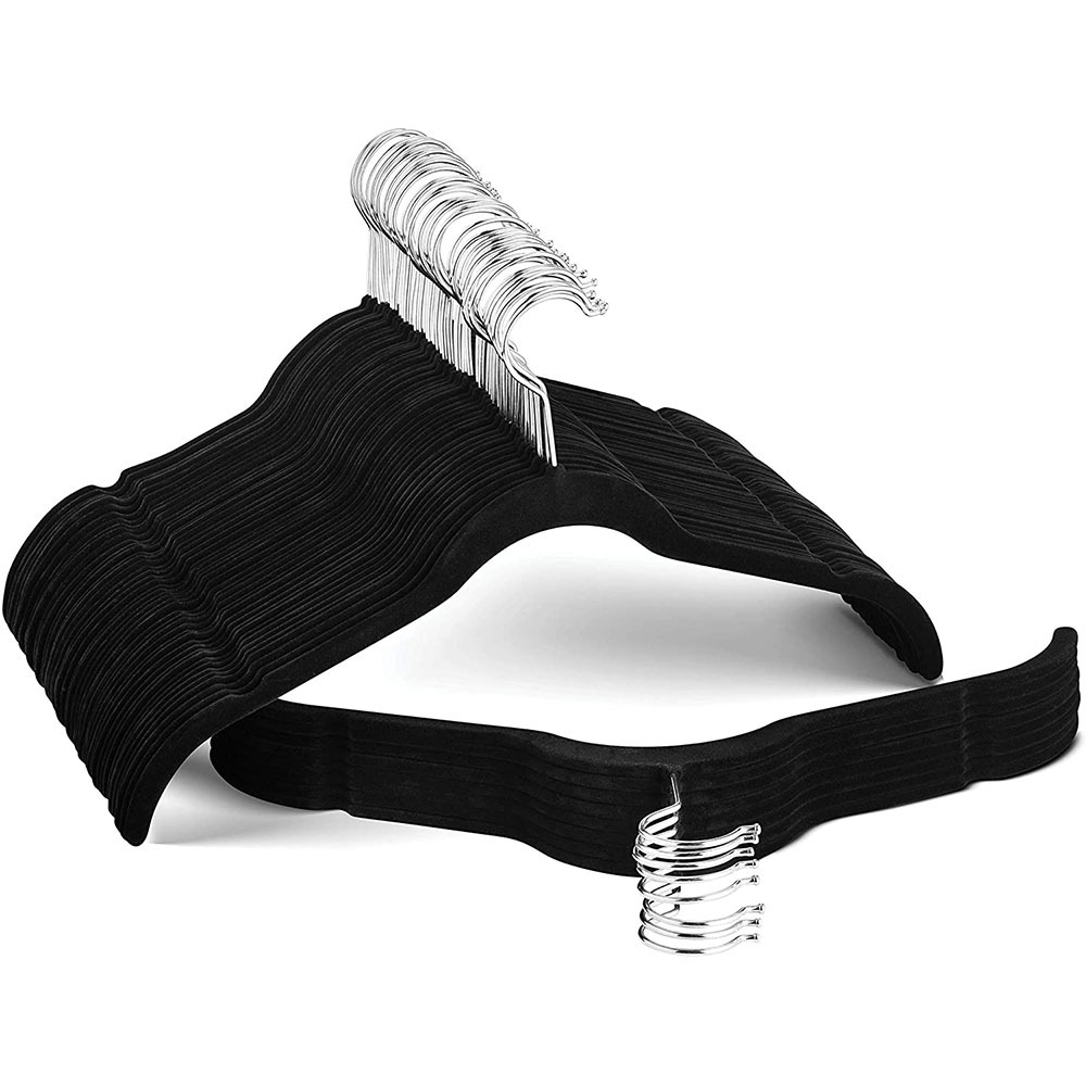 Household flocking hanger women's hanger rotating non-slip seamless strong space saving flocking hanger wholesale