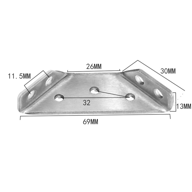 Stainless steel multi-functional small corner support frame furniture corner frame connector angle code triangle support frame three-side laminate