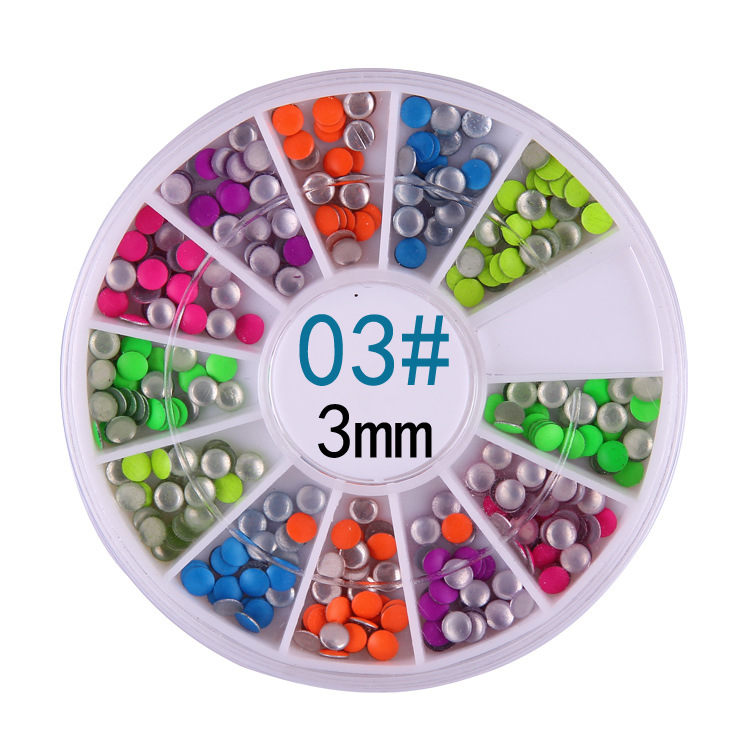 Nail jewelry fluorescent rivet candy color metal nest rivet rivet color nail drill 6 color mixed
