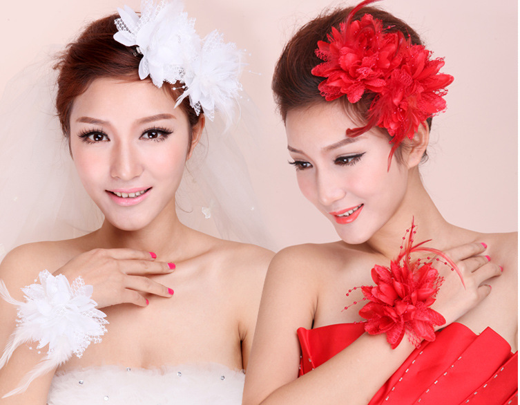 European and American Double Rose Hairpin Ethnic Headwear Bride Flower Head Flower Girls' Dance Performance Rhinestone Hair Accessories Edge Clip_voghion.com