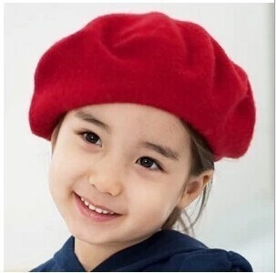Trendy Korean version of Joker pure wool bud cap children's autumn and winter warm painter cap Bailey parent cap wholesale
