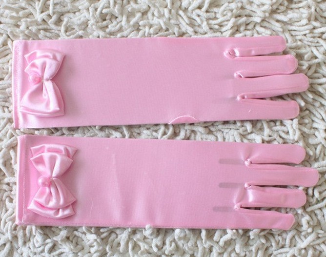 Children's dance clothes princess dress long long gloves flower girl dress bow gloves satin gloves wholesale