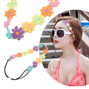 F47 export European and American hair band eight sunflower color flower hair band headband elastic headband