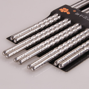 Stainless steel chopsticks thread hollow chopsticks hotel metal chopsticks set five pairs