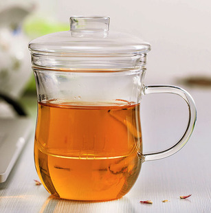 Ordinary flower tea cup glass tea set body Cup heat-resistant glass bubble tea cup with filter glass tea cup
