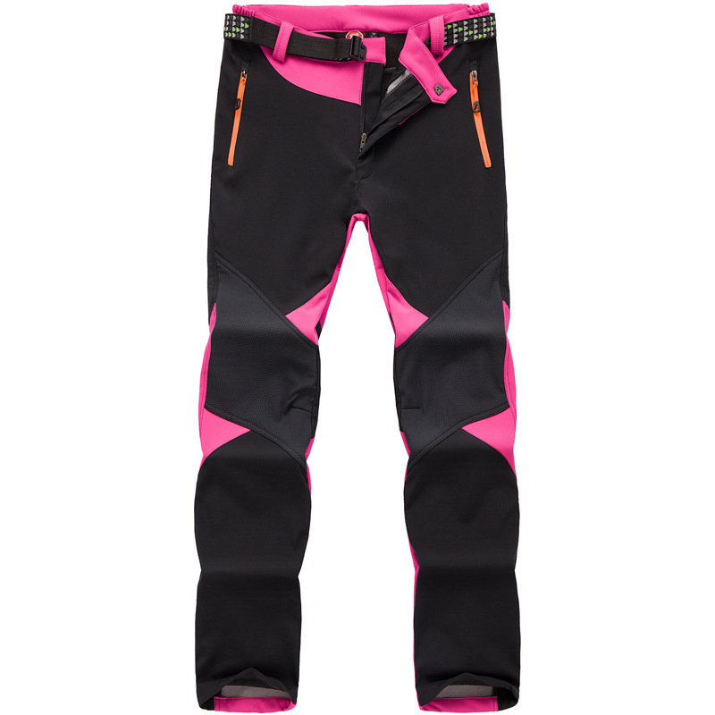 Cross-border Sports Outdoor Soft Shell Pants Charge Pants Women's Colorblock Climbing Pants Cold-proof Warm-proof Windproof Waterproof Riding Pants