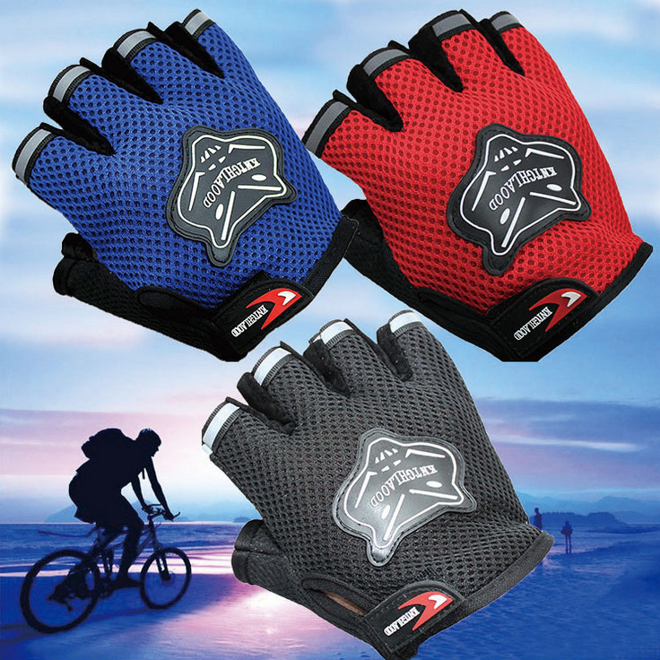 Minimalist Fashion Bicycle Riding Gloves, Motorcycle Half-Finger Gloves, Fox Head Breathable Protective Gloves