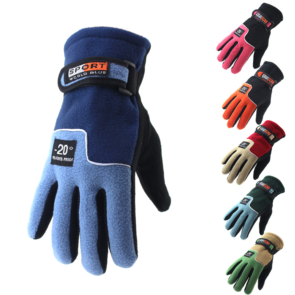 Cross-border Explosions Outdoor Ski Gloves Riding Full-finger Gloves Windproof Gloves Warm Fleece Gloves