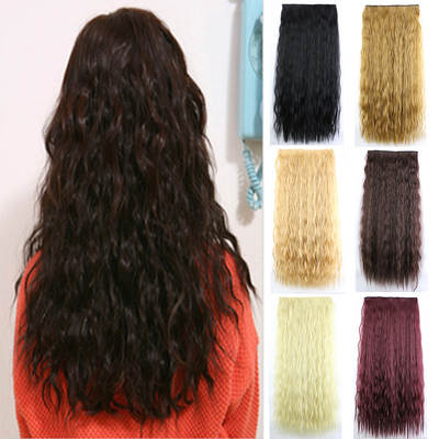 Wig women's long curly hair 5 clip clip clip corn hair extension piece European and American Foreign trade wool roll one piece wig piece