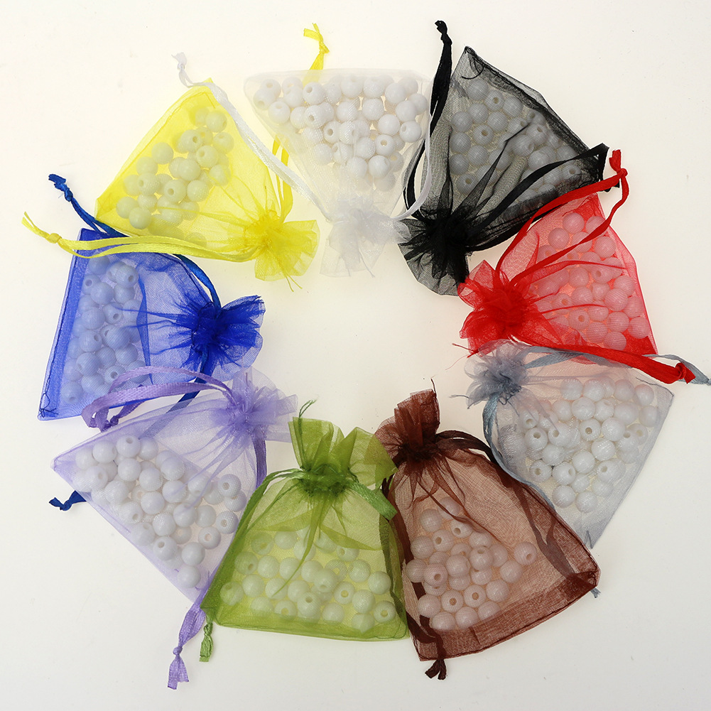 Factory wholesale jewelry yarn bag solid color Pearl yarn wedding candy bag jewelry packaging solid color organza gauze mesh bag