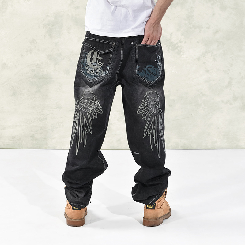 1798 autumn and winter New Large embroidery plus size foreign trade loose plus size hip hop trendy fat skate pants