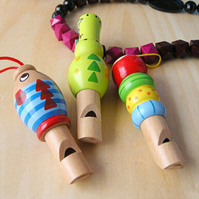 Wholesale wooden cute cartoon animal small whistle wooden Children Baby educational early education playing music Toys