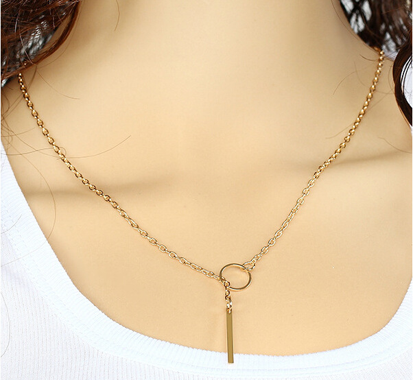 NJ580 Han Zhishang Pengke Fashion Jewelry Simple Metal Ring Short Necklace Necklace Women's Collarbone Chain Necklace