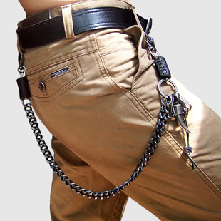Hip-hop punk horn skull Ghost metal trousers chain stage performance super-weight dark silver waist chain