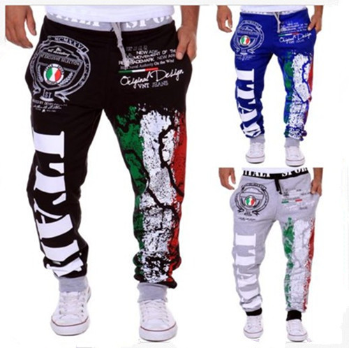 AliExpress new men's digital printing thin casual pants men's elastic waist toe sports pants casual pants