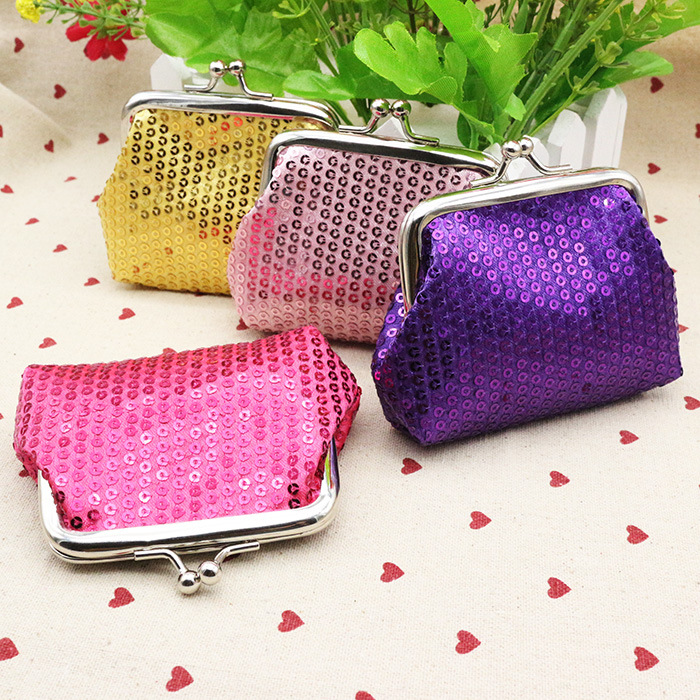 New small fresh sequin coin purse fabric mouth gold bag girls coin bag Christmas Gifts Wholesale