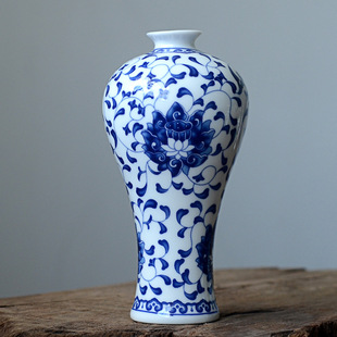 New Ceramic Hand-painted Blue and White Porcelain Mini Small Vase Flower Insert Living Room Home Modern Classical Crafts Ornaments