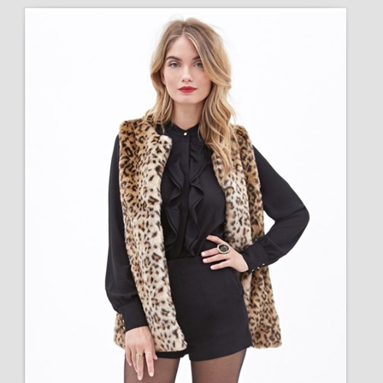 2023 Women's leopard-print faux fur coat AliExpress cross-border faux rabbit fur fashion wild leopard-print fur waistcoat