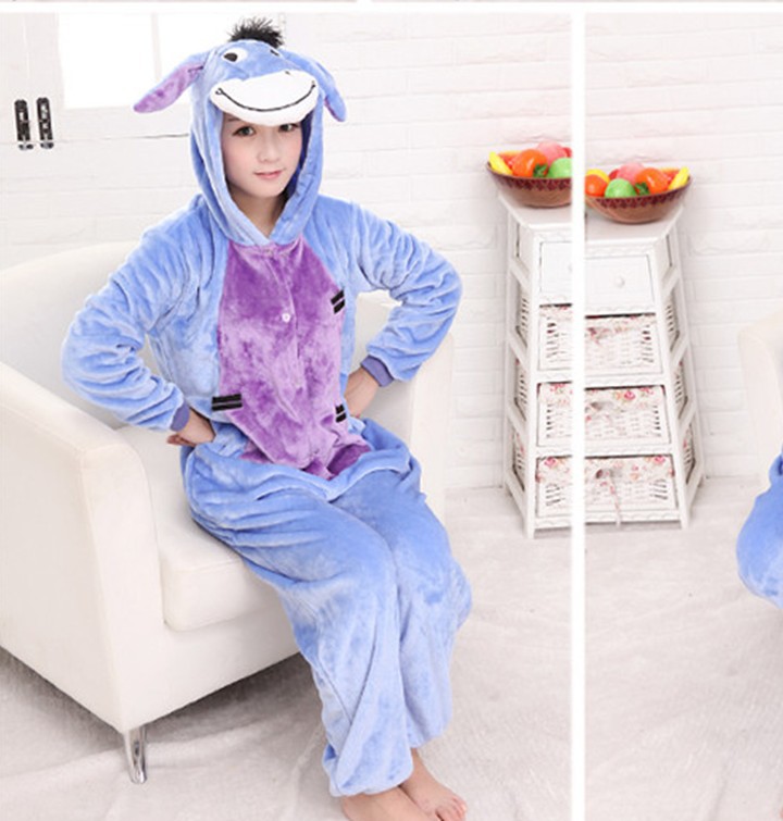 Autumn and Winter Cartoon Animal Siamese Pajamas Flannel Fox Bee Grey Wolf Winnie Bear Lion Men's and Women's Home Clothes