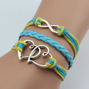 Hand-woven fashion jewelry hot double heart Big Eight bracelet wholesale supply spot multi-layer woven bracelet