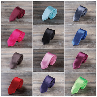 Tie men's spot 5cm Korean solid color narrow tie casual small tie black 5cm groom factory wholesale