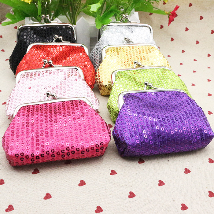 New small fresh sequin coin purse fabric mouth gold bag girls coin bag Christmas Gifts Wholesale