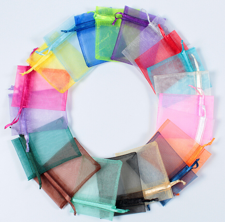 Factory wholesale jewelry yarn bag solid color Pearl yarn wedding candy bag jewelry packaging solid color organza gauze mesh bag