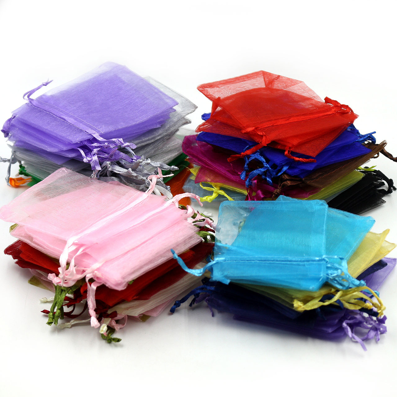 Factory wholesale jewelry yarn bag solid color Pearl yarn wedding candy bag jewelry packaging solid color organza gauze mesh bag