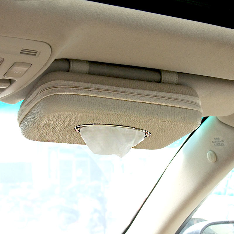 Leather hanging car tissue box sun visor chair back sunroof creative paper box car tissue box hanging