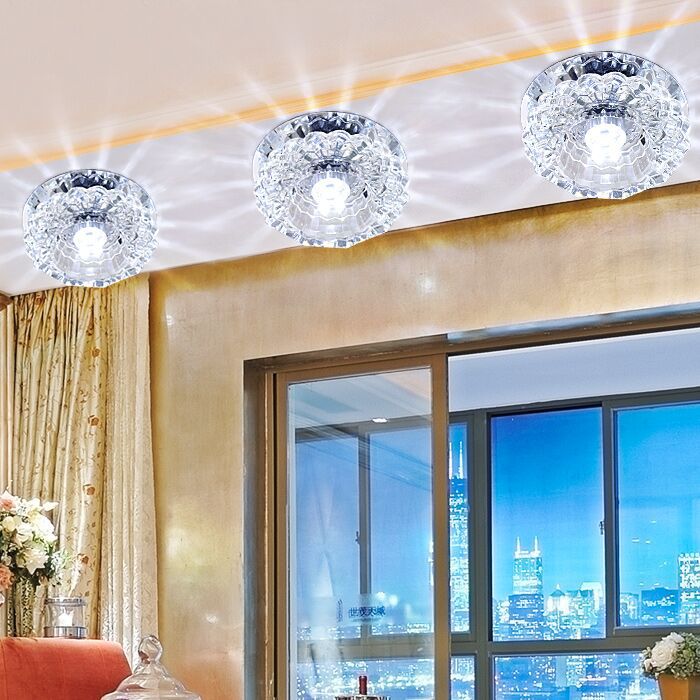 Embedded lamp Crystal spotlight led Downlight ceiling decoration background wall lamp ceiling lamp living room surrounding lamp