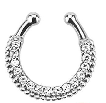 Manufacturers European and American diamond nose ring titanium steel nose ring stainless steel nose ring false nose ring C Rod nose nail puncture