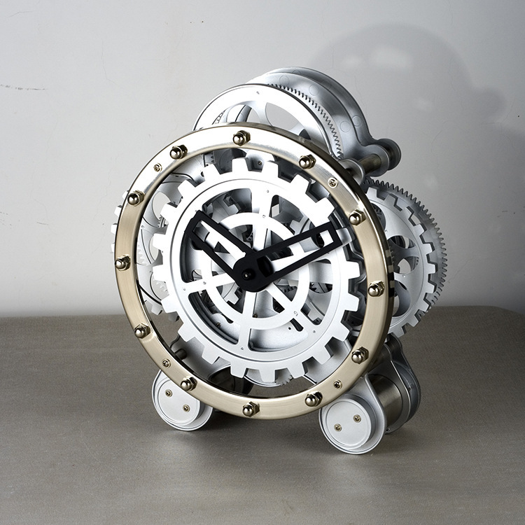 Miaoke living room clock European-style desk clock double-foot gear rotating clock creative clock clock stainless steel decorative Watch cross-border