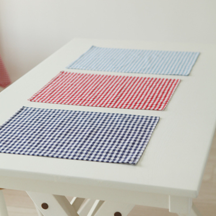 Napkin Placemat Japanese Style Chaoyang Grid Home Cotton and Linen Material Cloth Fabric Placemat Western Napkin