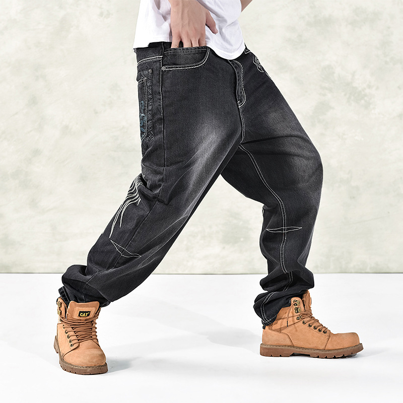 1798 autumn and winter New Large embroidery plus size foreign trade loose plus size hip hop trendy fat skate pants