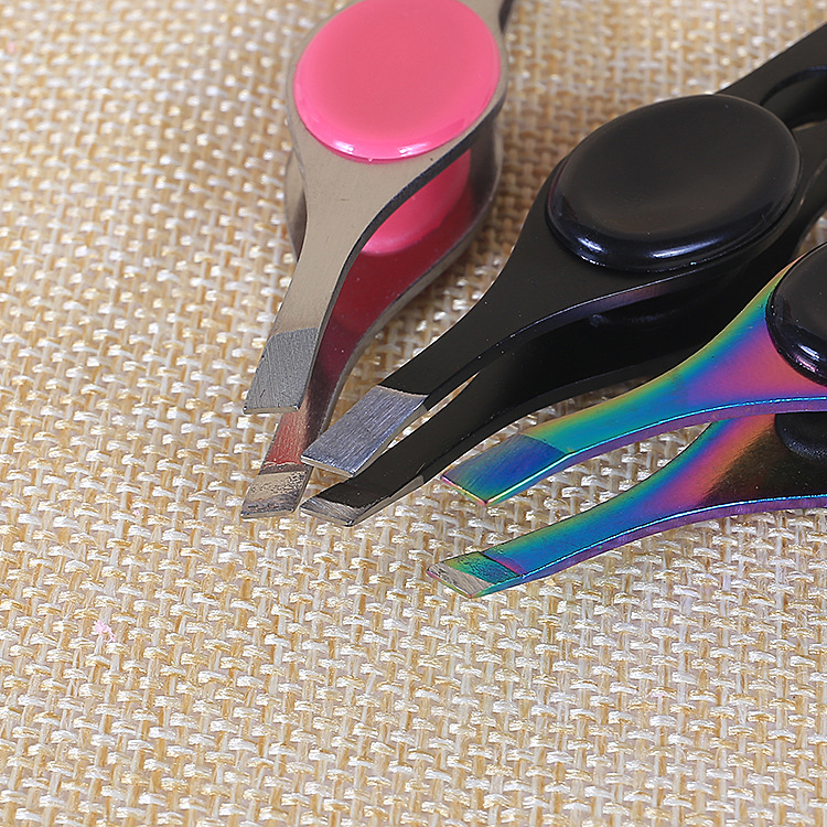 Factory supply stainless steel eyebrow clip flat Bevel eyebrow eyebrow clip beauty tools wholesale