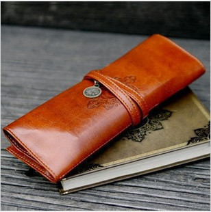 Twilight vintage binding tri-fold leather large capacity cosmetic bag storage bag cosmetic bag