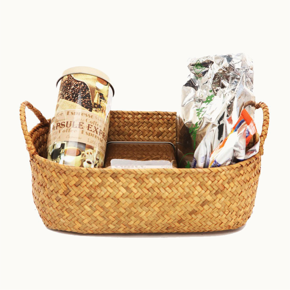 Ancient Shishang Straw Woven Storage Basket Storage Basket Fruit Sundries Straw Woven Foreign Trade Crafts Non-Rattan Wicker Wicker Supplies