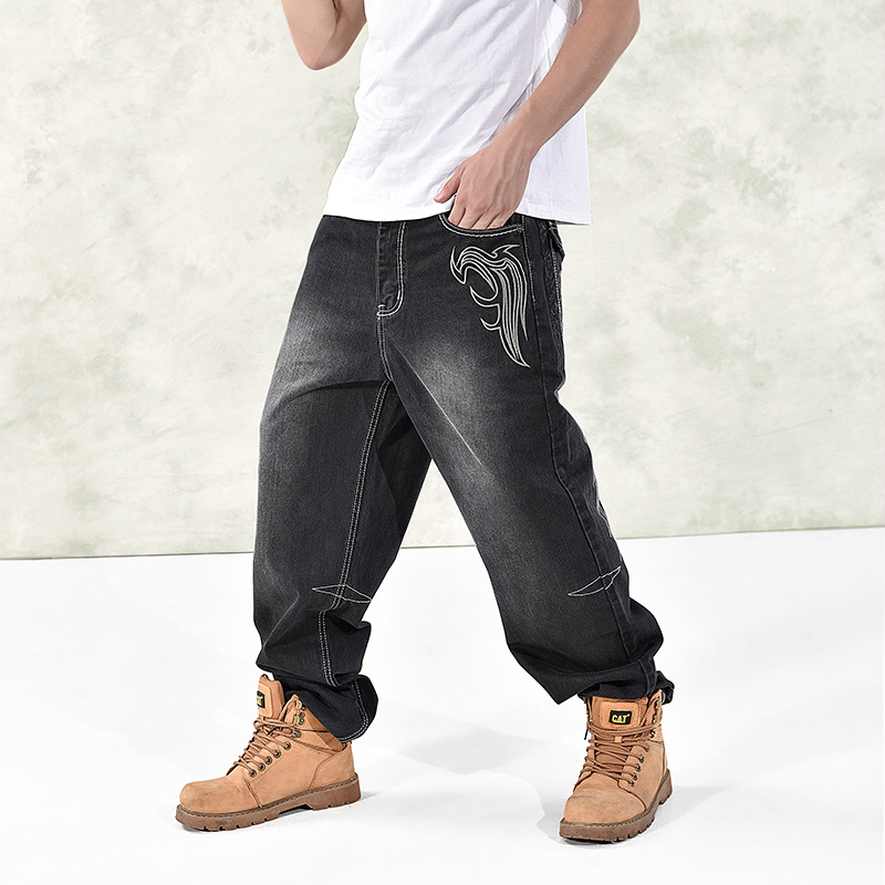 1798 autumn and winter New Large embroidery plus size foreign trade loose plus size hip hop trendy fat skate pants