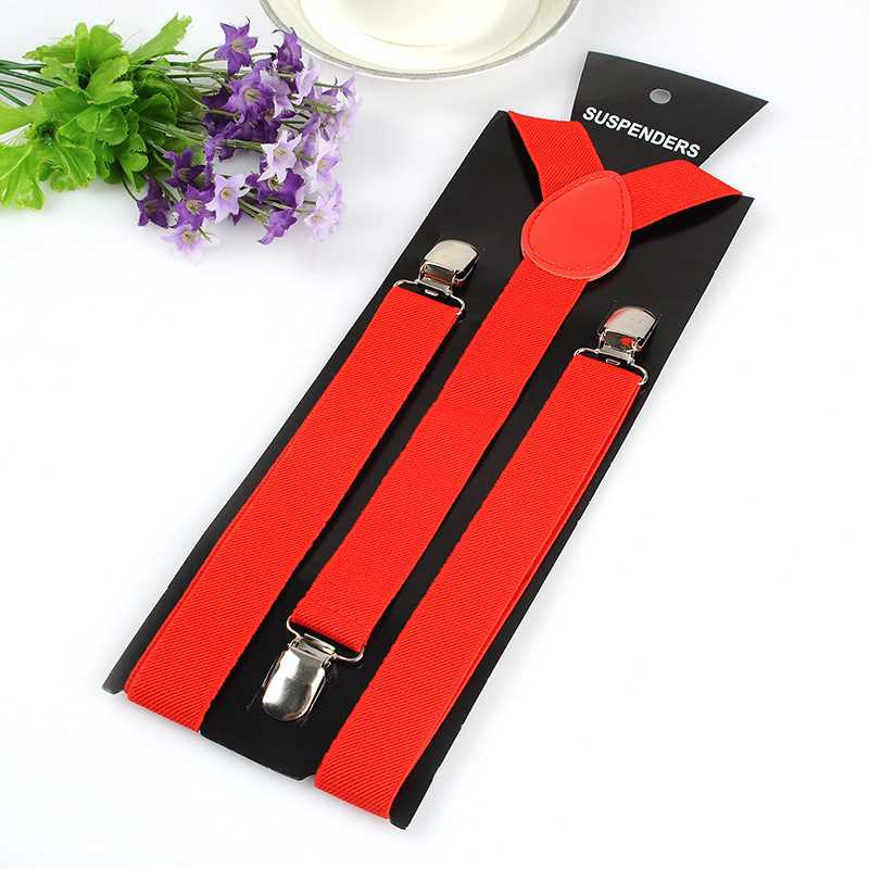 British Red Strap Unisex Versatile 2.5cm Strap Y-Shaped Pants Elasticated Strap